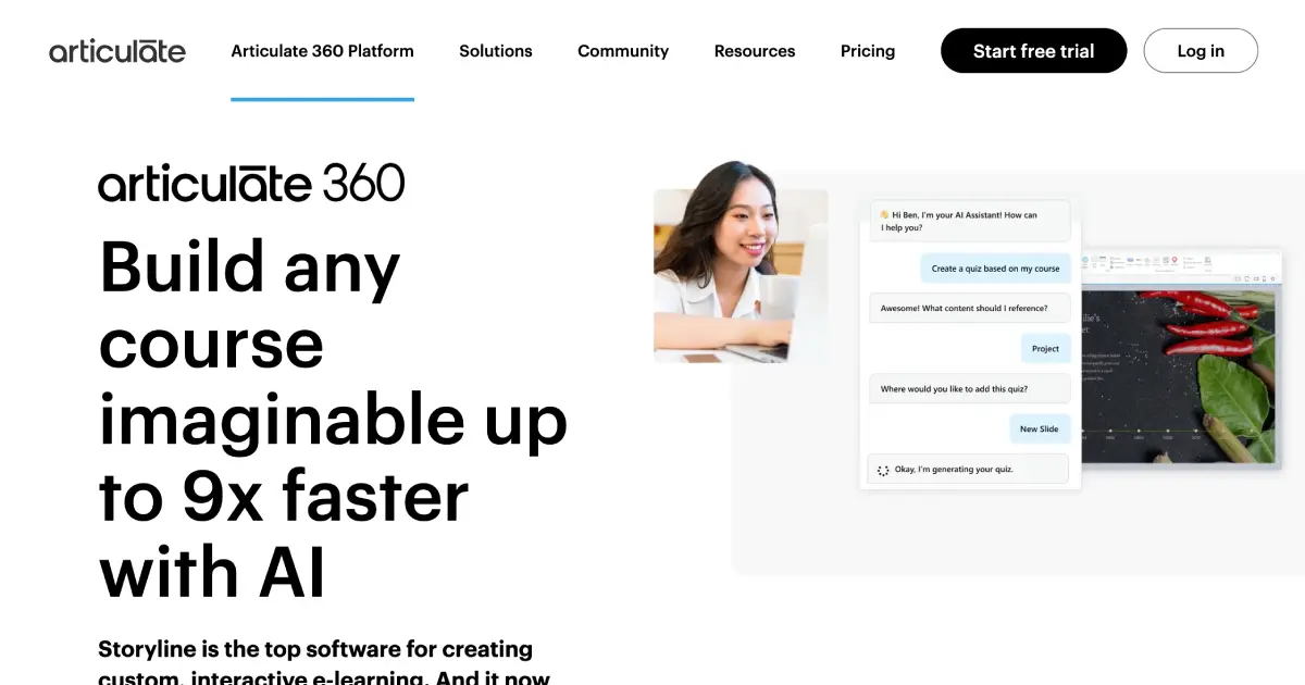 Articulate Storyline 360 course authoring interface