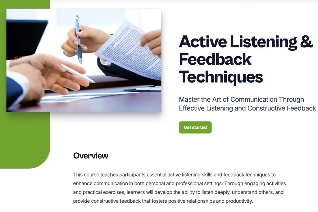 Screenshot of a training video on Active Listening